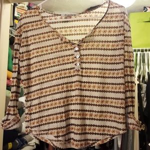 Floral half button up